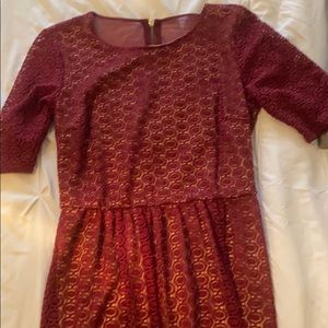 Burgundy Lace Mini Dress